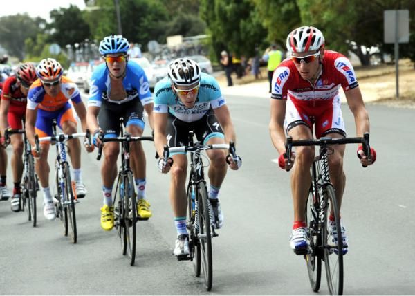 Katusha's Maxim Belkov (right)