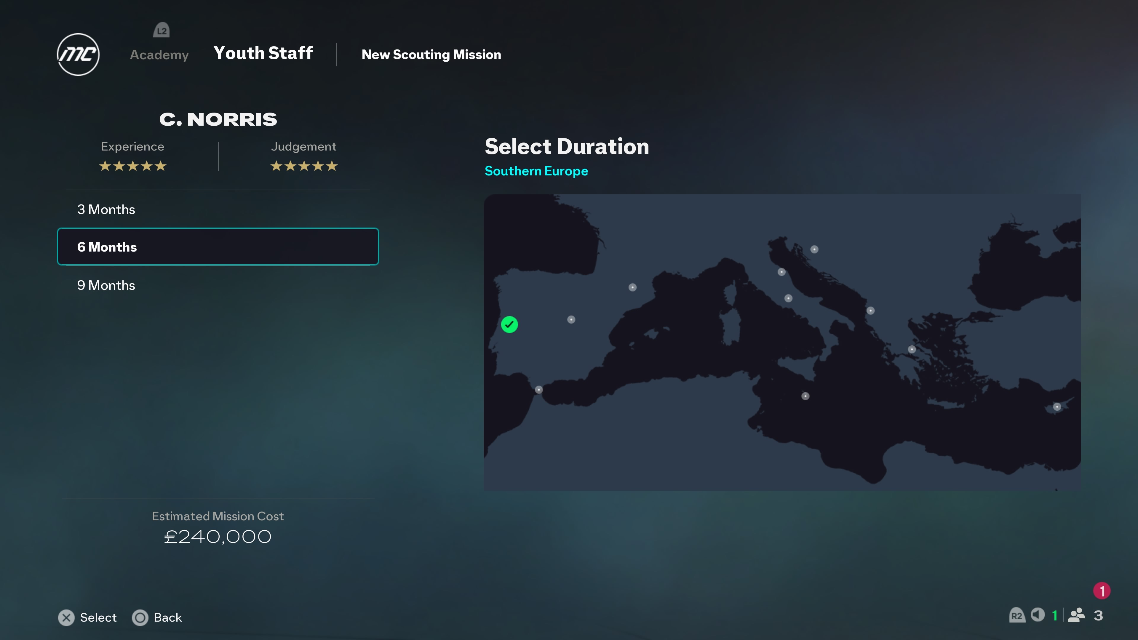 The Youth Staff time management screen in FC 26