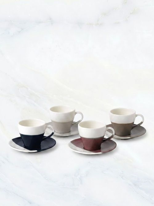 Porcelain Espresso Cup and Saucer, Set of 4