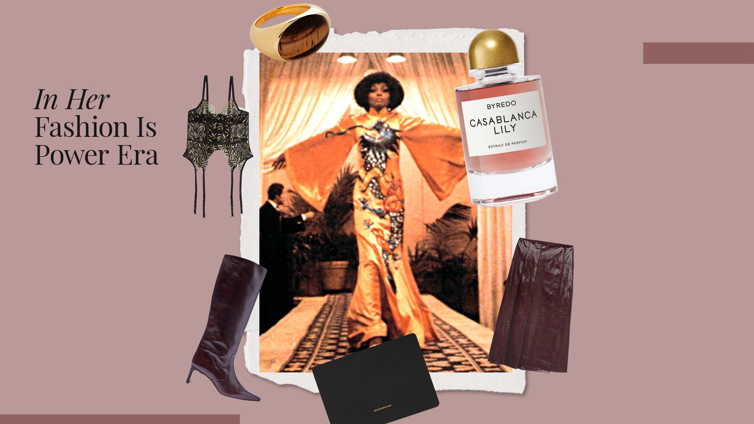 image of Diana Ross in Mahogany with gift guide products around it