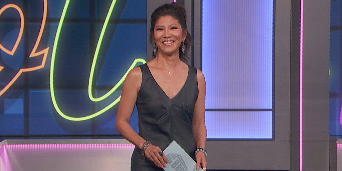 Julie Chen on the Big Brother stage cbs