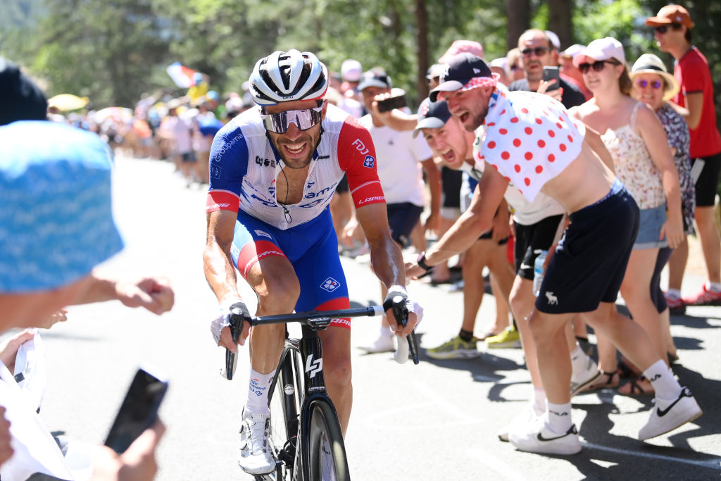MENDE FRANCE JULY 16 Thibaut Pinot of France and Team Groupama FDJ competes during the 109th Tour de France 2022 Stage 14 a 1925km stage from SaintEtienne to Mende 1009m TDF2022 WorldTour on July 16 2022 in Mende France Photo by Alex BroadwayGetty Images