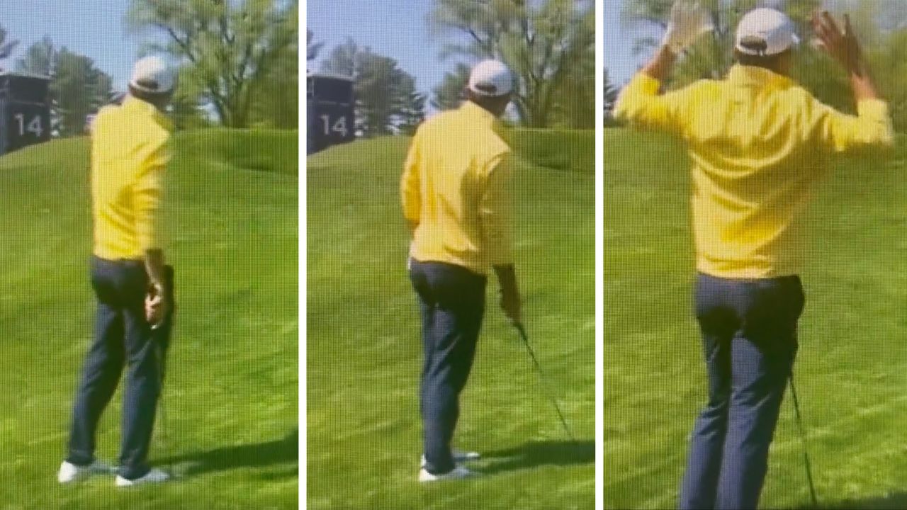 Screengrabs of Scottie Scheffler taking a shot at the PGA Championship