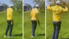 Screengrabs of Scottie Scheffler taking a shot at the PGA Championship