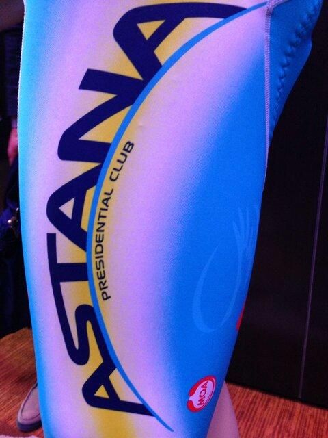 The panel on the shorts of the 2014 Astana shorts