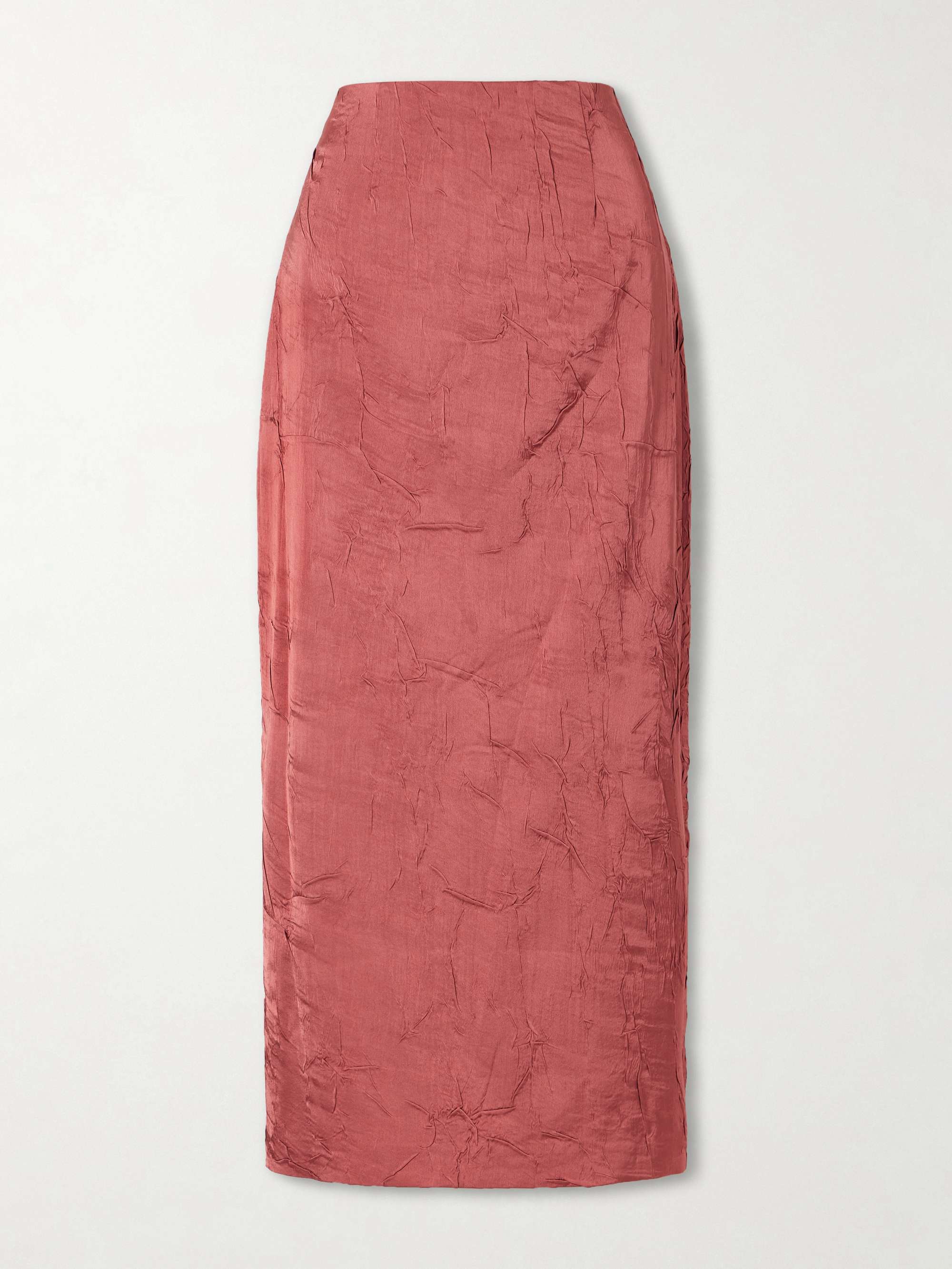 Inez Crinkled-Satin Midi Skirt