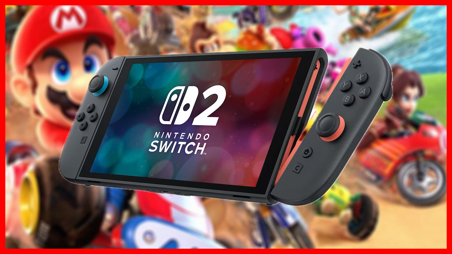 A Nintendo Switch 2 system with one Joy-Con angled away from the main piece