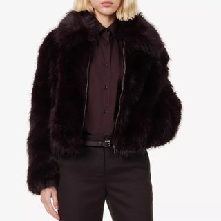 The Frankie Shop Hope Wide-Collar Faux-Fur Jacket