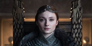 Sansa Stark is seated on Game of Thrones