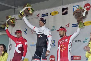 Jasper Stuyven on the podium after winning the 2016 Kuurne-Brussels-Kuurne