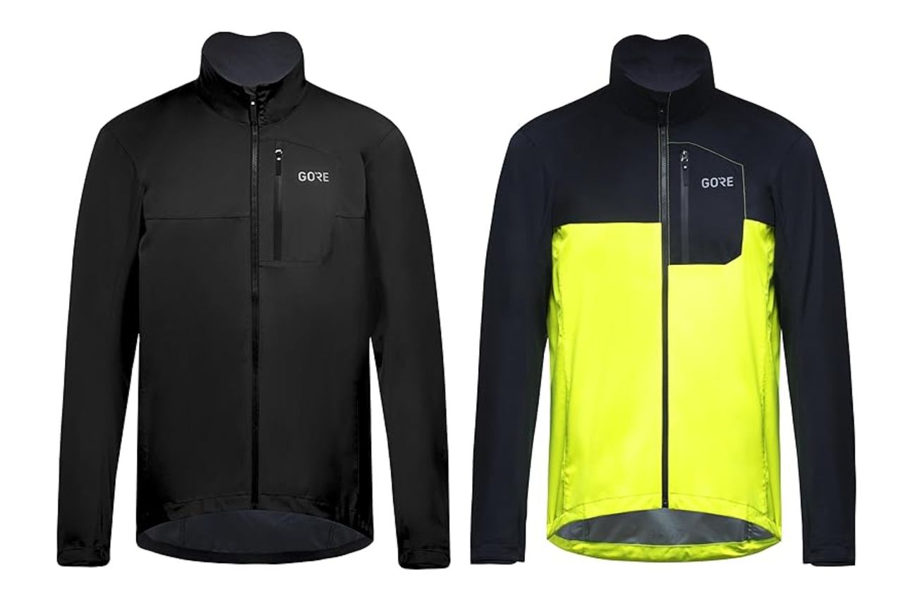 Two GORE WEAR Men&#039;s Spirit Jackets in black and black and yellow