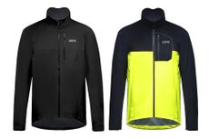 Two GORE WEAR Men's Spirit Jackets in black and black and yellow