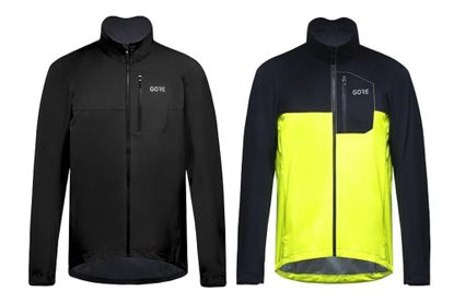 Two GORE WEAR Men&#039;s Spirit Jackets in black and black and yellow