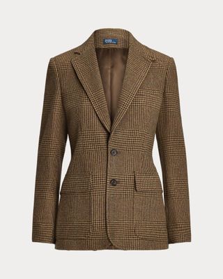 Zweireihiger Blazer mit Hahnentrittmuster