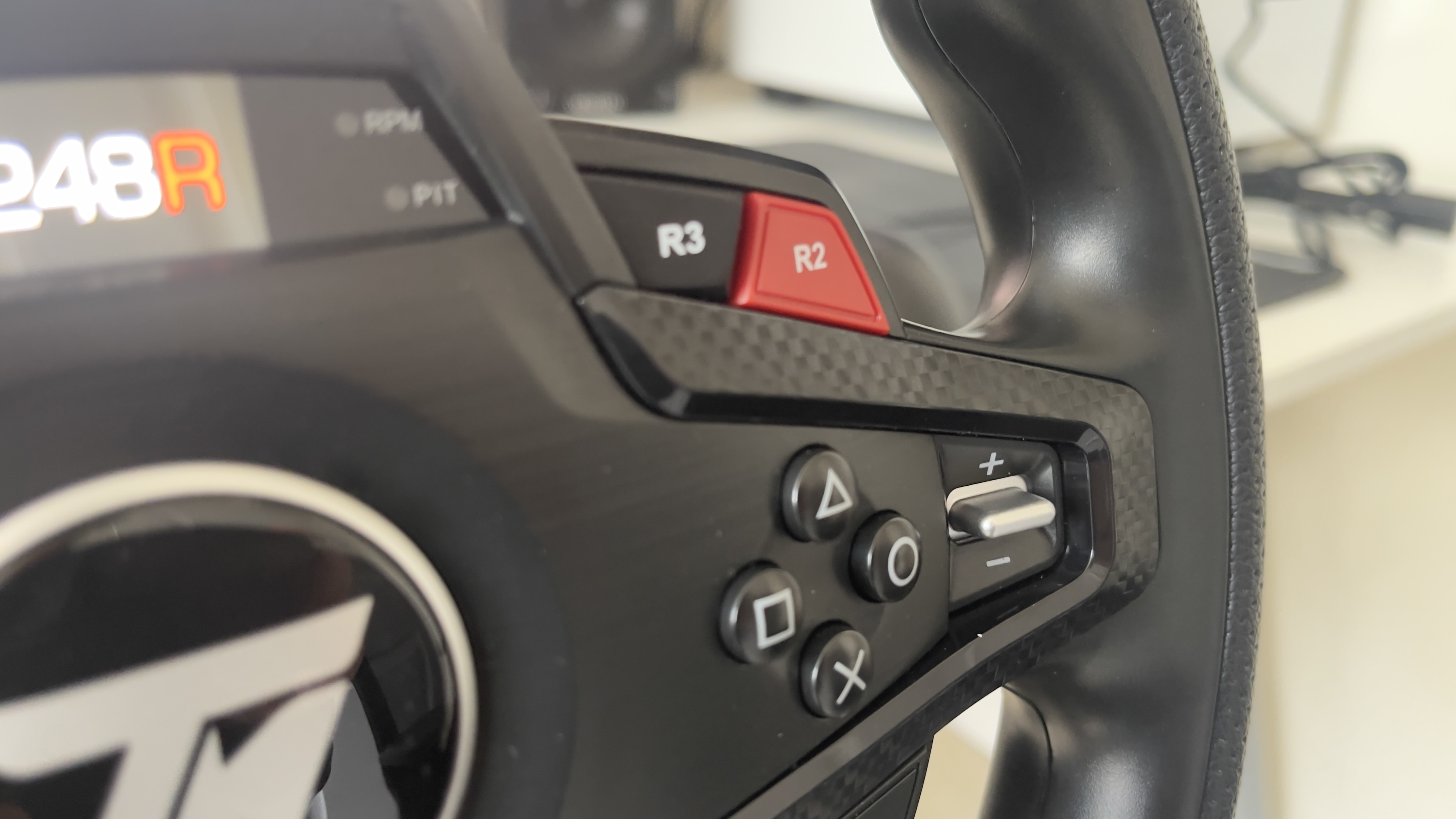 The Thrustmaster T248R set up.