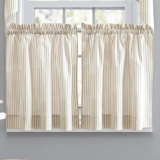 Charis Striped Cotton Blend Tailored 56'' W Cafe Curtain (Set of 2)