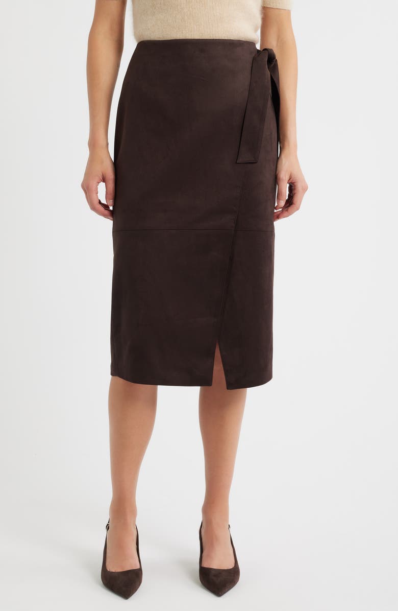 The Danica Faux Wrap Faux Suede Skirt
