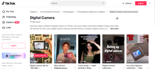 Screenshot of TikTok showing the "digital camera" hashtag