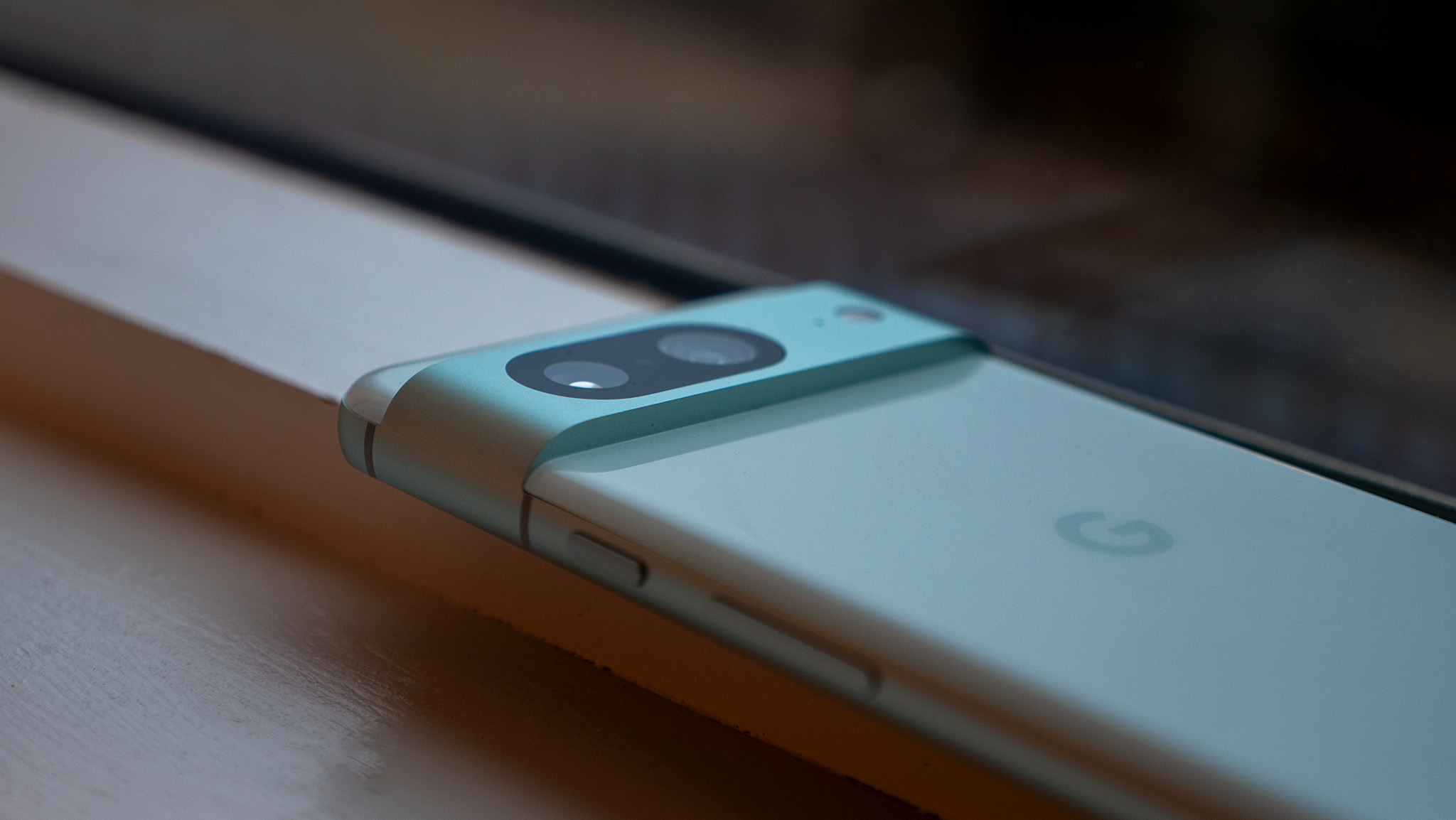 The mint colorway of the Google Pixel 8