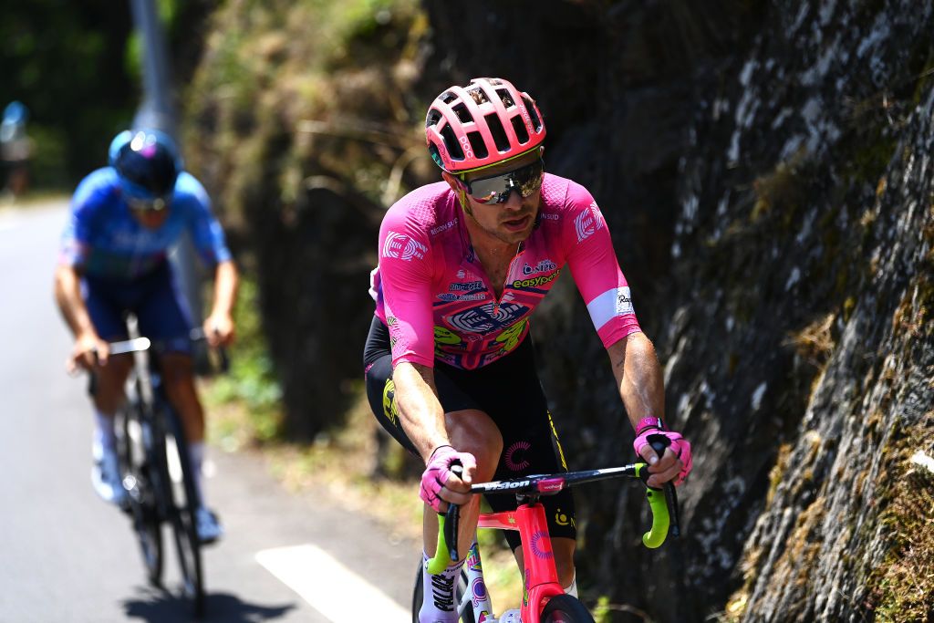 PEYRAGUDES FRANCE JULY 20 Owain Doull of United Kingdom and Team EF Education Easypost competes in the breakaway during the 109th Tour de France 2022 Stage 17 a 1297km stage from SaintGaudens to Peyragudes 1580m TDF2022 WorldTour on July 20 2022 in Peyragudes France Photo by Tim de WaeleGetty Images