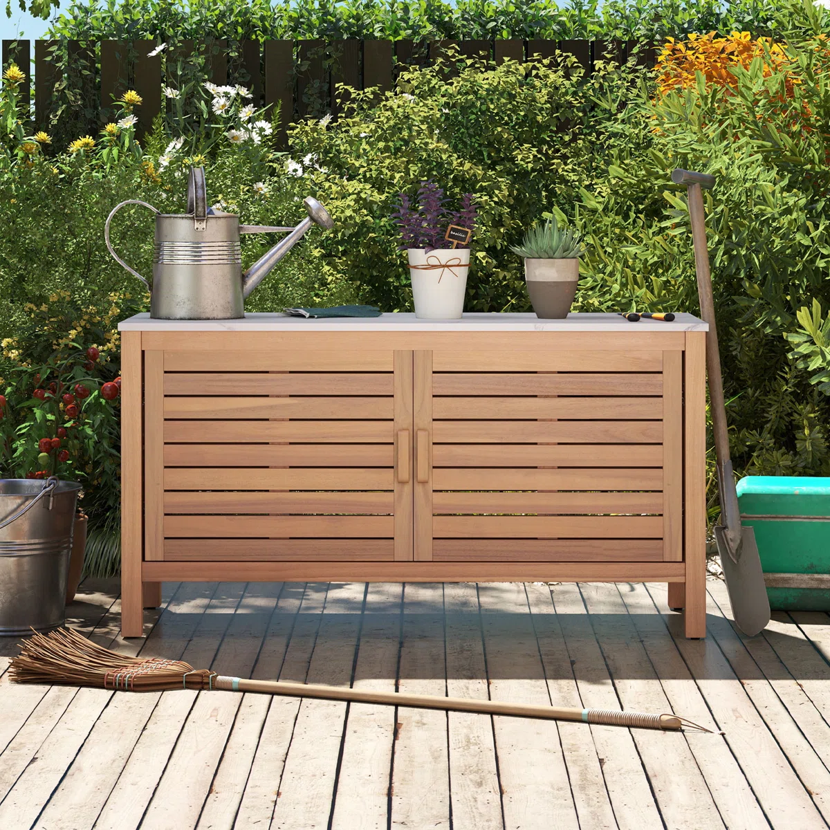brown garden cabinet