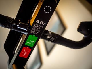 Close up details of the Zwift Ride indoor bike