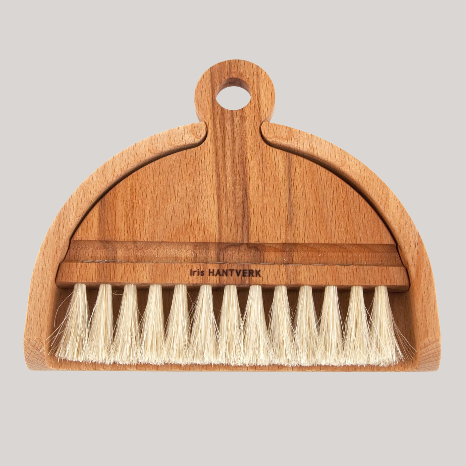 A wood table brush set