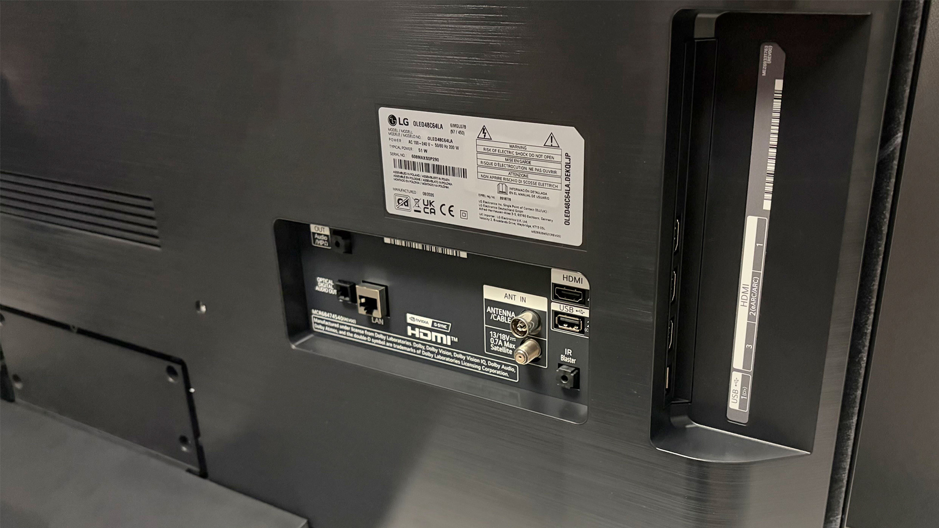 LG C6 48-inch OLED TV, rear of TV showing connections