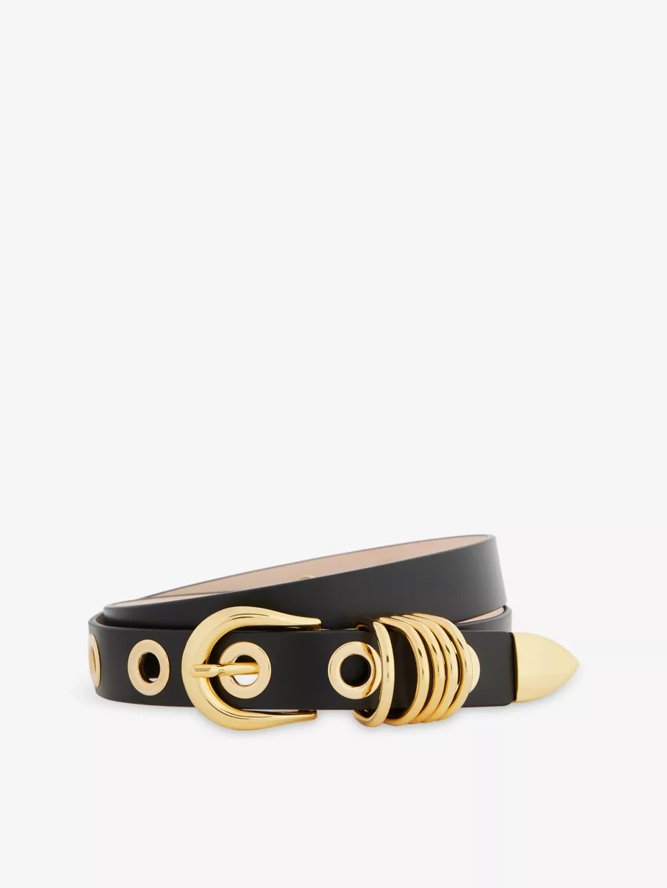 Hollyhock Rivet Leather Belt - Xs