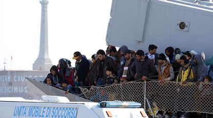Rescued migrants arrive in Messina, Italy