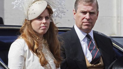 Prince Andrew, Duke of York sits next to his daughter Princess Beatrice during the Trooping the Colour ceremony on June 16, 2007 in London. Each year the official birthday of Queen Elizabeth II is commemorated with a military parade and march-past of fully trained, operational troops from the Household Division.