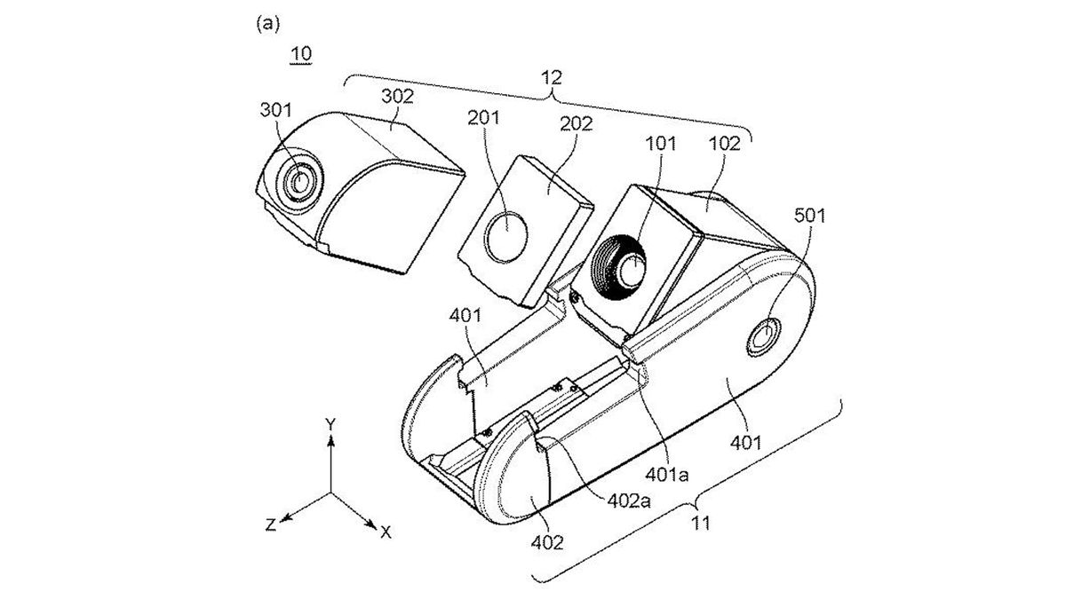 A patent drawing showing designs for a Canon smartphone camera accessory