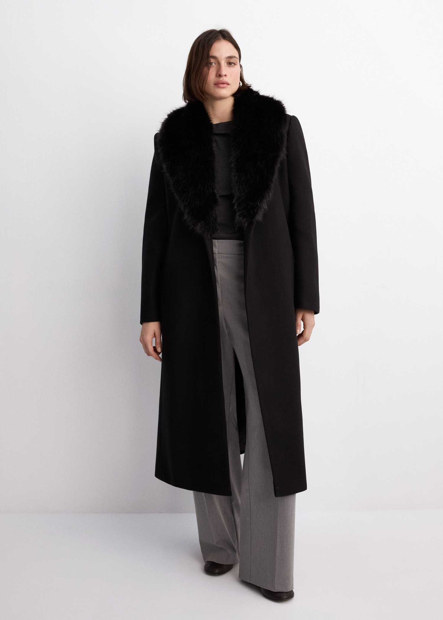 Manteco Wool Coat With Fur Collar - Women | Mango Usa