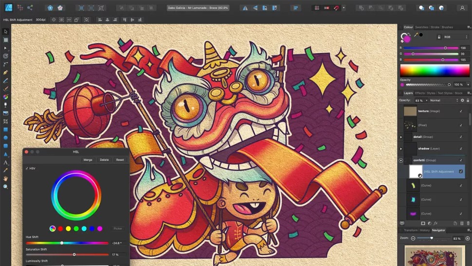 best graphic design software: Vector illustration of Asian dragon parade