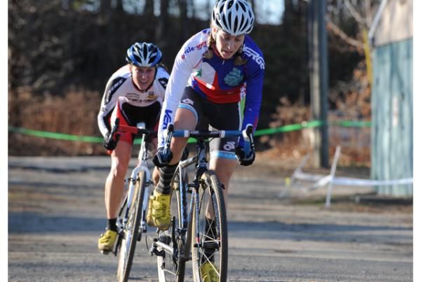 Maureen Bruno Roy, the series leader, rides ahead of Rebecca Wellons.