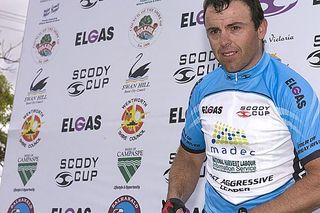 Emotional stage: Bendigo's Tim Decker (Titans-Race) dedicated his MADEC Most Aggressive rider of the stage award to the late Frank McCaig. Also from Bendigo, McCaig was a former Technical Director of the Tour and a former Victorian Open Road Champion.