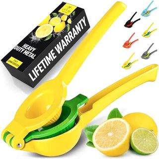 Zulay Kitchen Metal 2-In-1 Lemon Lime Squeezer - Hand Juicer Lemon Squeezer Gets Every Last Drop - Max Extraction Manual Citrus Juicer - Easy-To-Use Lemon Juicer Squeezer Lemon Squeezer Manual