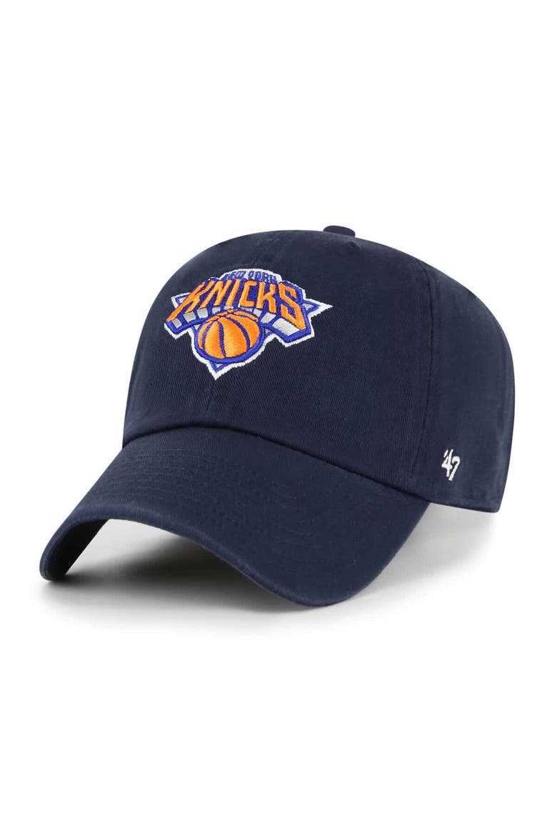 Men's '47 Navy New York Knicks Core Logo Clean Up Adjustable Hat