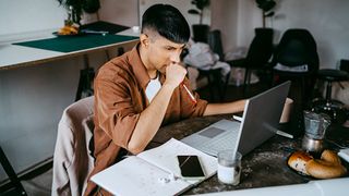 A freelancer working in a home office