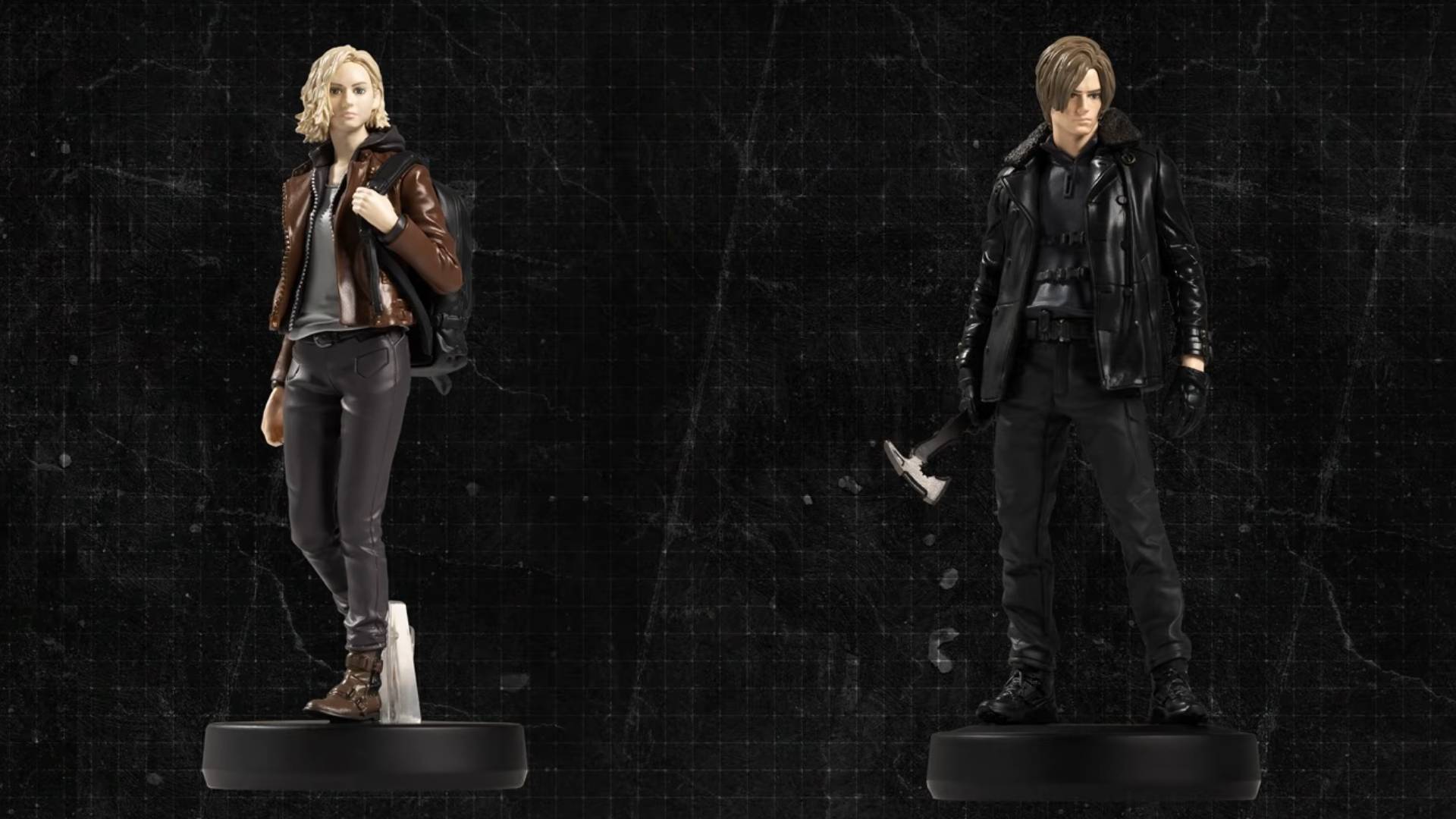 Screenshot showing the Grace and Leon Resident Evil Requiem amiibo figures.