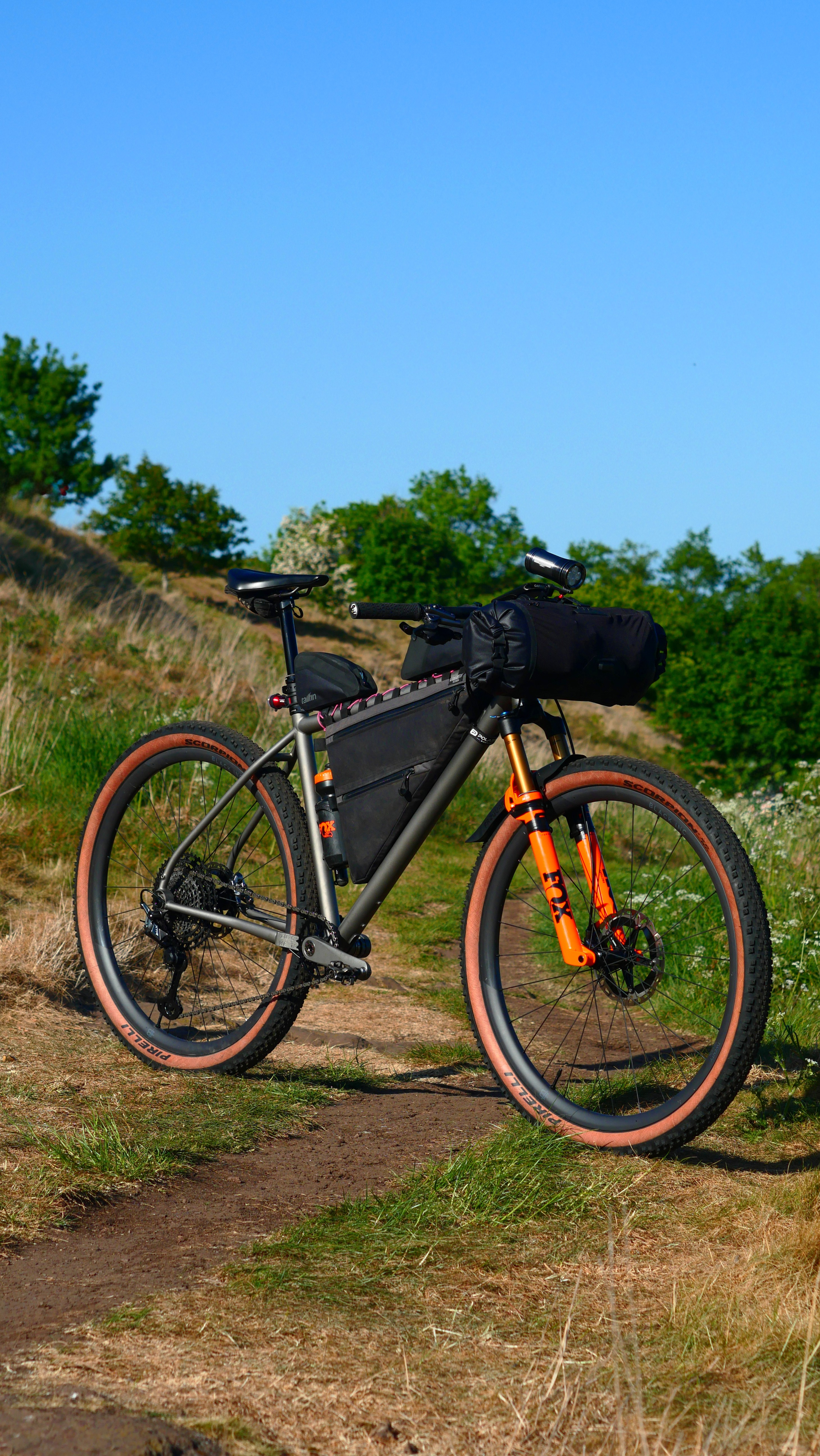 Gloria All Terrain bike loaded up with bikepacking gear