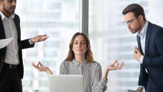 woman calm office space