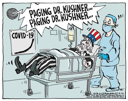 Political Cartoon U.S. paging doctor Jared Kushner botch leadership