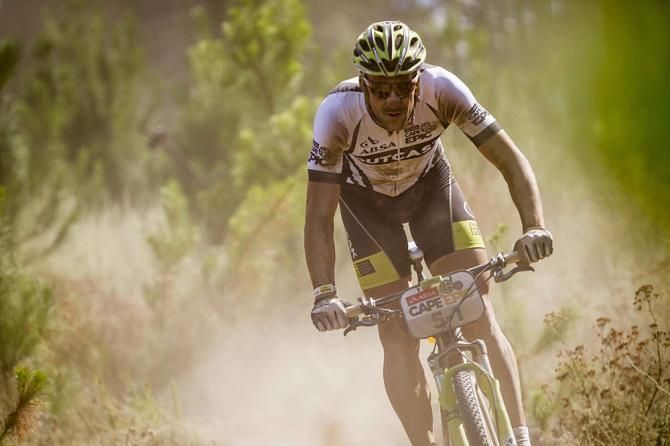 Alban Lakata of Topeak Ergon Racing in the outcast jersey during stage 2