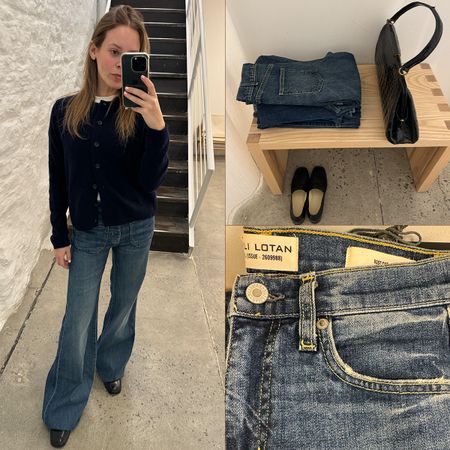 Nikki chwatt tries on nili lotan jeans at the tribeca nyc store.