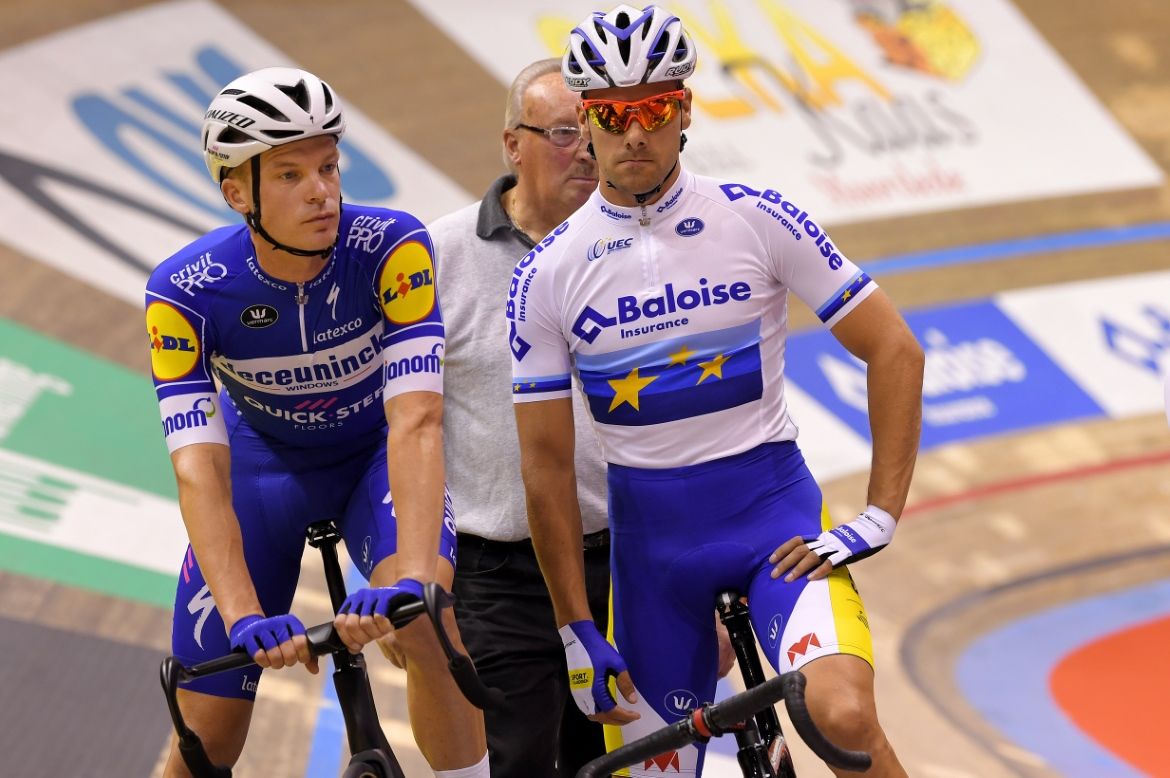 Keisse lins up next to European champion Kenny de Ketele