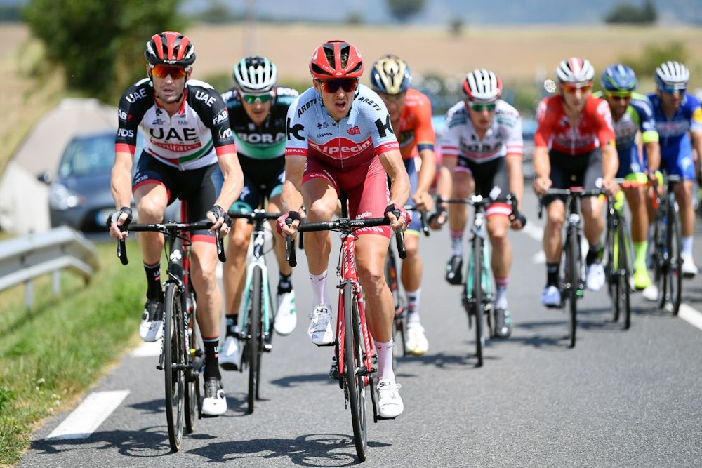 Pavel Kochetkov and Rory Sutherland in the stage 15 breakaway