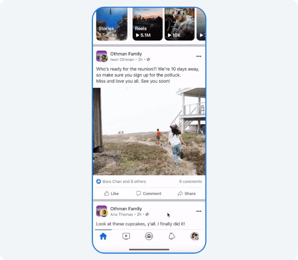 A gif showing the new ability to create multiple profiles in the Facebook app.