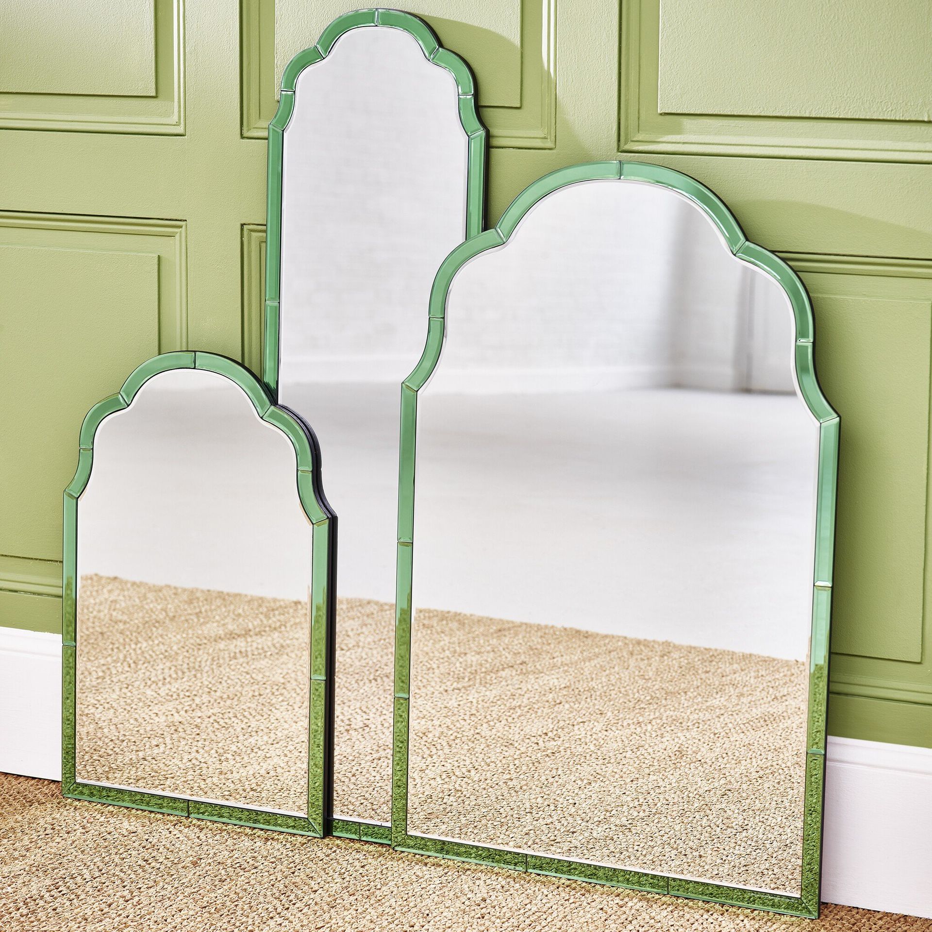 Green Aurora glass wall mirror