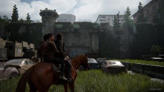 The Last of Us Part 2 Remastered screenshot of Ellie and Dina on horseback